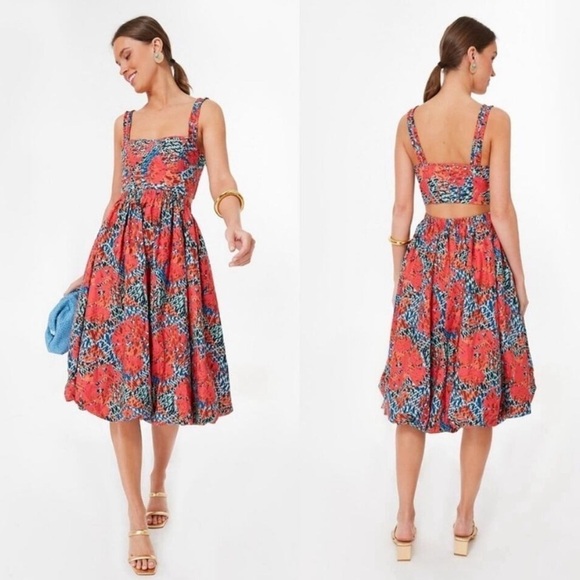 Ulla Johnson Dresses & Skirts - Ulla Johnson Olympia Flamingo Corset Bustier Balloon Skirt Cutout Midi Dress
10